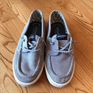 Sperry Top-Sider shoes Lounge Away Jr Silver sparkly Boat sneakers girls size 2